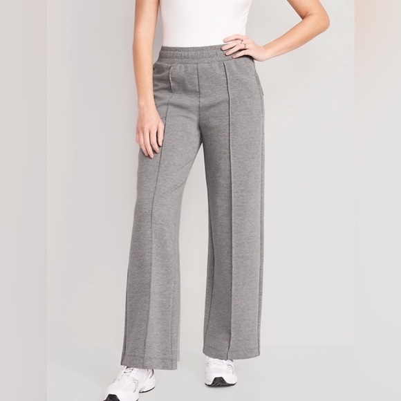 NWT! Faux Heather Gray High-Waisted Dynamic Fleece Pintucked Wide-Leg - Size XL🩵 - Picture 2 of 9